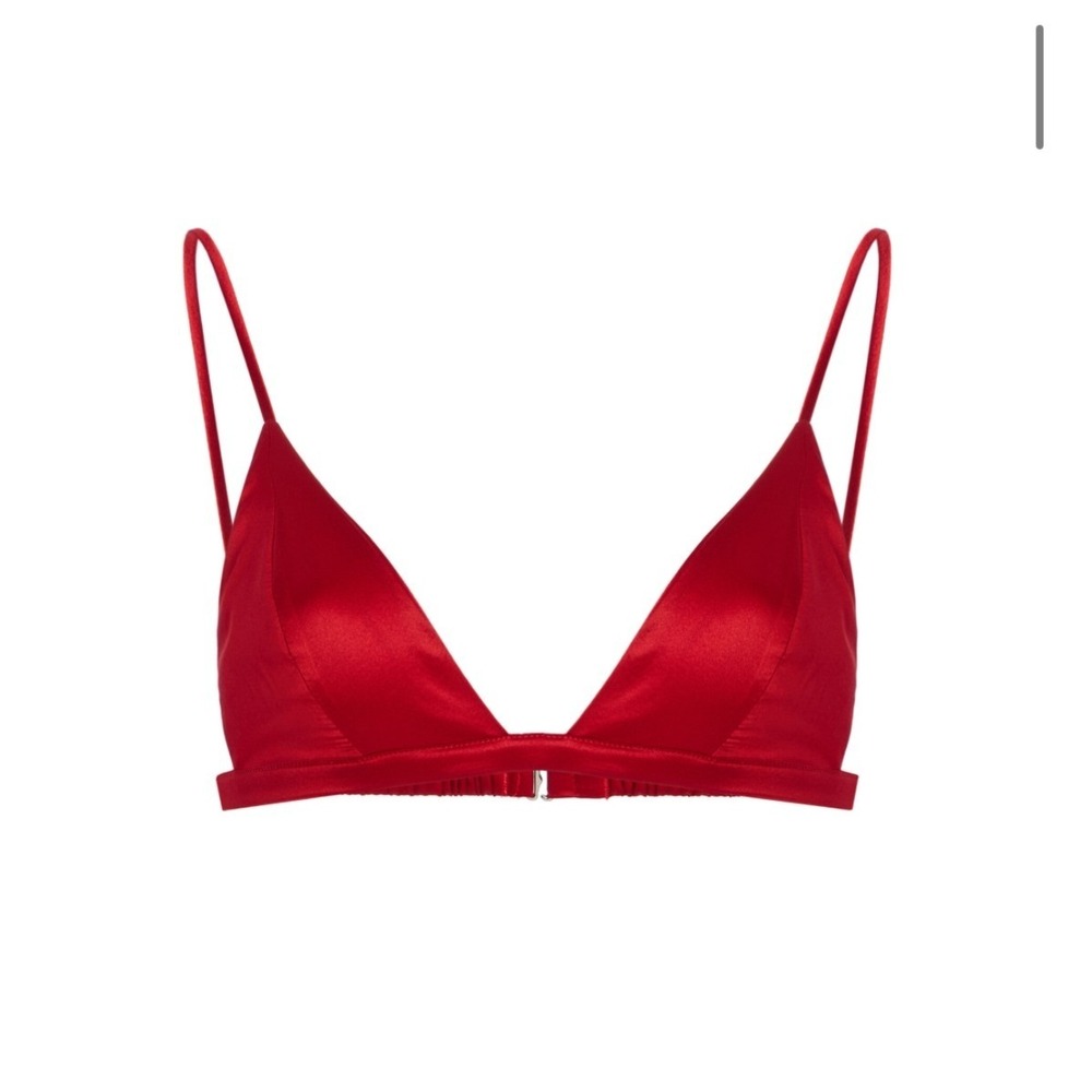 Fleur du Mal Red Silk Triangle Bralette Sz XS